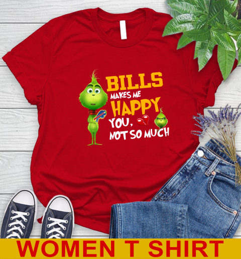 NFL Buffalo Bills Makes Me Happy You Not So Much Grinch Football Sports Women's T-Shirt 11