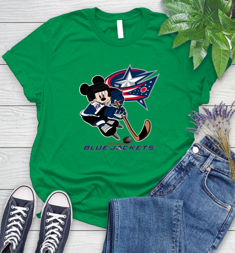 NHL Columbus Blue Jackets Mickey Mouse Disney Hockey T Shirt Women's T-Shirt 6