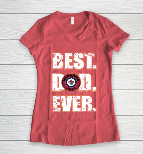 NHL Winnipeg Jets Hockey Best Dad Ever Family Shirt Women's V-Neck T-Shirt 4