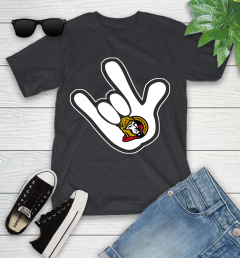 Ottawa Senators NHL Hockey Mickey Rock Hand Disney Youth T-Shirt 2