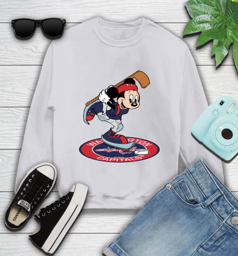 NHL Hockey Washington Capitals Cheerful Mickey Disney Shirt Youth Sweatshirt 4