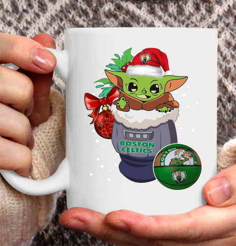 Boston Celtics Christmas Baby Yoda Star Wars Funny Happy NBA Ceramic Mug 11oz 4