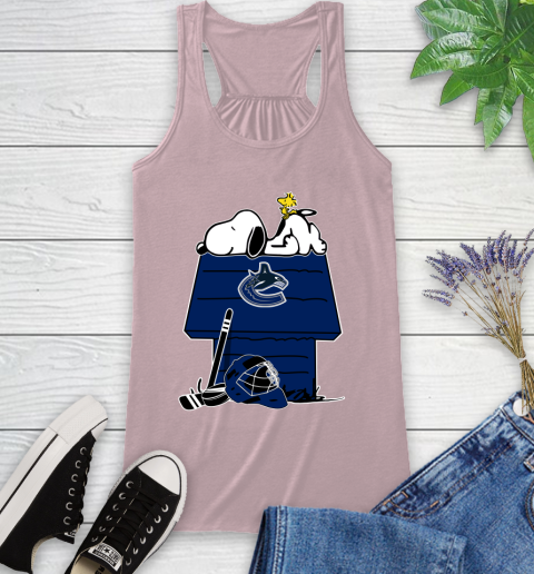 Vancouver Canucks NHL Hockey Snoopy Woodstock The Peanuts Movie Racerback Tank 11