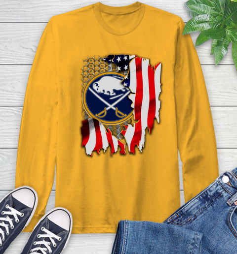 Buffalo Sabres NHL Hockey American Flag Long Sleeve T-Shirt 2