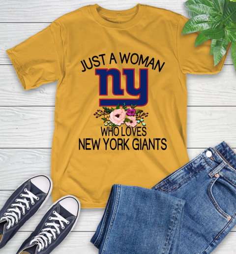 NFL Just A Woman Who Loves New York Giants Football Sports T-Shirt 2