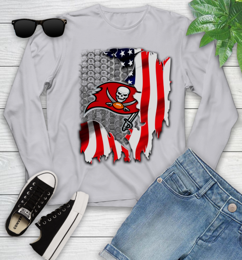 Tampa Bay Buccaneers NFL Football American Flag Youth Long Sleeve 5