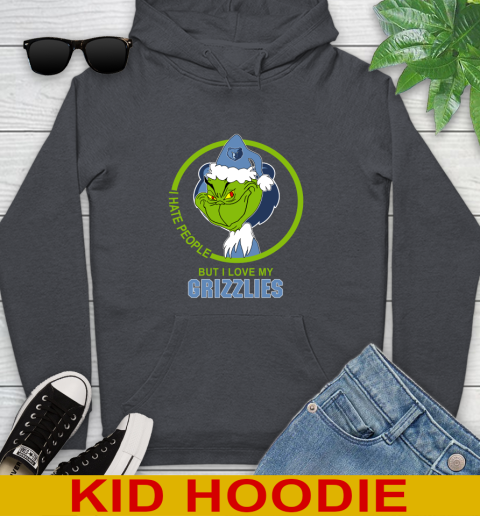 Memphis Grizzlies NBA Christmas Grinch I Hate People But I Love My Favorite Basketball Team Youth Hoodie 9