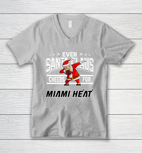 Miami Heat Even Santa Claus Cheers For Christmas NBA V-Neck T-Shirt 3