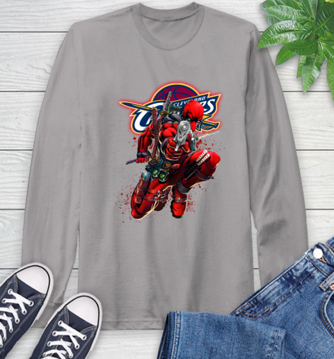 NBA Deadpool Marvel Comics Sports Basketball Cleveland Cavaliers Long Sleeve T-Shirt 6