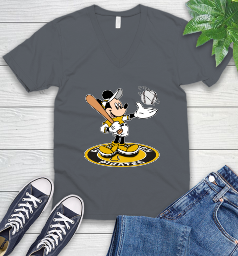 MLB Baseball Pittsburgh Pirates Cheerful Mickey Disney Shirt V-Neck T-Shirt 5