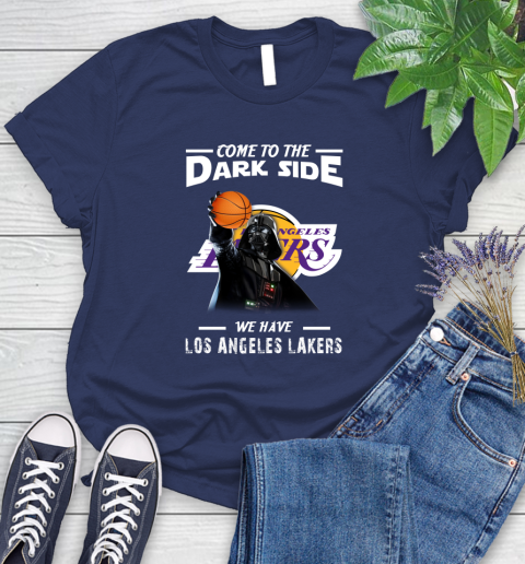 NBA Come To The Dark Side We Have Los Angeles Lakers Star Wars Darth Vader Basketball Women's T-Shirt 14