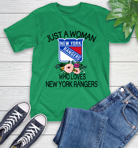 NHL Just A Woman Who Loves New York Rangers Hockey Sports T-Shirt 5
