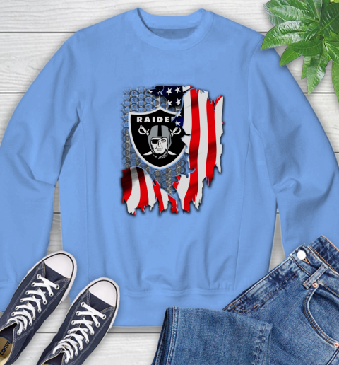 Oakland Raiders NFL Football American Flag Sweatshirt 11