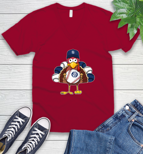 San Diego Padres Turkey thanksgiving V-Neck T-Shirt 8