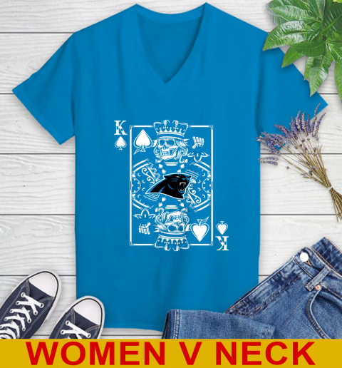 Carolina Panthers NFL Football The King Of Spades Death Cards Shirt Women's V-Neck T-Shirt 7
