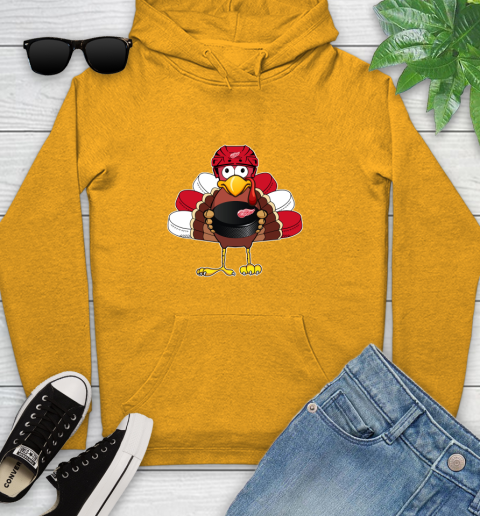 Detroit Red Wings Turkey Thanksgiving Day Youth Hoodie 3
