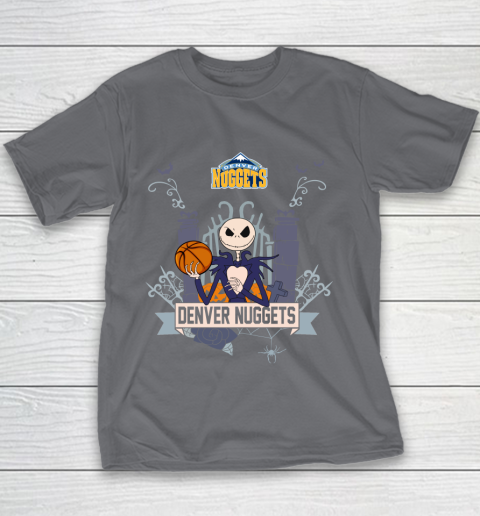 NBA Denver Nuggets Basketball Jack Skellington Halloween Youth T-Shirt 5