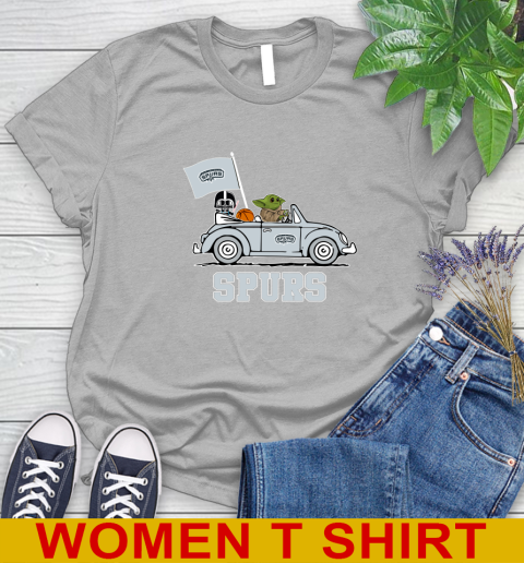 NBA Basketball San Antonio Spurs Darth Vader Baby Yoda Driving Star Wars Shirt Women's T-Shirt 5