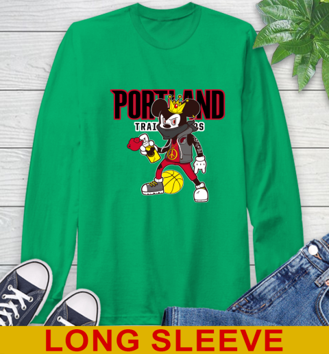 Portland Trail Blazers NBA Basketball Mickey Peace Sign Sports Long Sleeve T-Shirt 7