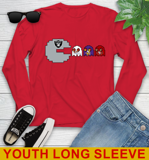 Oakland Raiders NFL Football Pac Man Champion Youth Long Sleeve 11