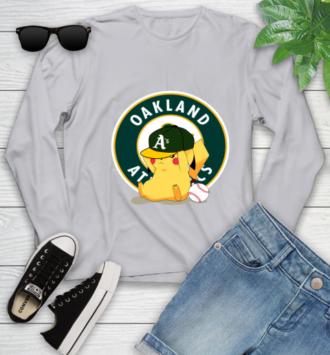 MLB Pikachu Baseball Sports Oakland Athletics Youth Long Sleeve 5
