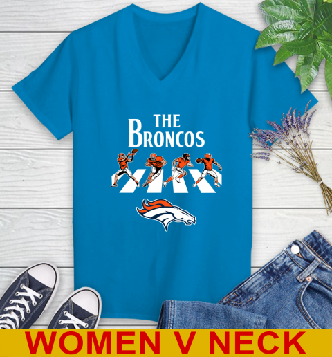 NFL Football Denver Broncos The Beatles Rock Band Shirt Women's V-Neck T-Shirt 7