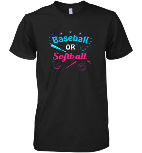 Baseball Or Softball Annoucement Gender Reveal Pink Or Blue Premium Men's T-Shirt