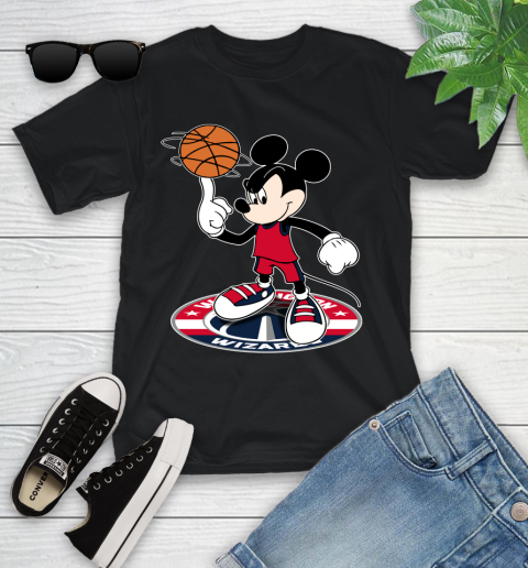 NBA Basketball Washington Wizards Cheerful Mickey Disney Shirt Youth T-Shirt