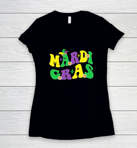 Groovy Mardi Gras Women's V-Neck T-Shirt