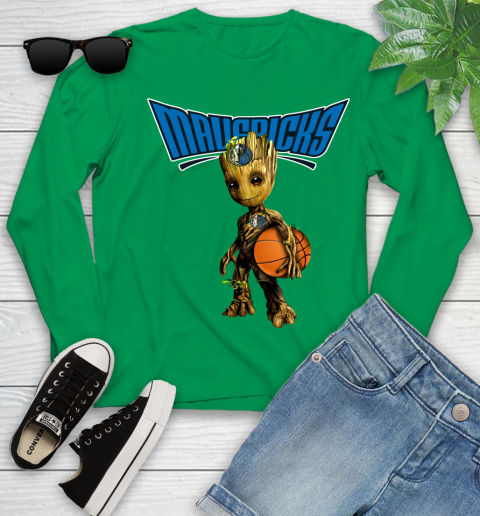 Dallas Mavericks NBA Basketball Groot Marvel Guardians Of The Galaxy Youth Long Sleeve 6