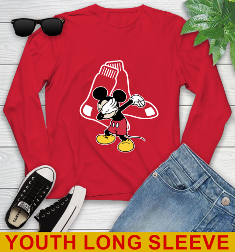 Boston Red Sox MLB Baseball Dabbing Mickey Disney Sports Youth Long Sleeve 11