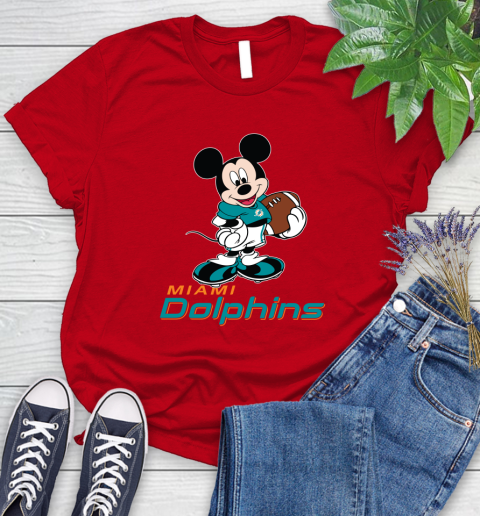 NFL Football Miami Dolphins Cheerful Mickey Mouse Shirt Women's T-Shirt 11