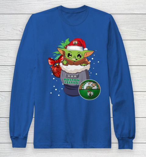 Boston Celtics Christmas Baby Yoda Star Wars Funny Happy NBA Long Sleeve T-Shirt 9