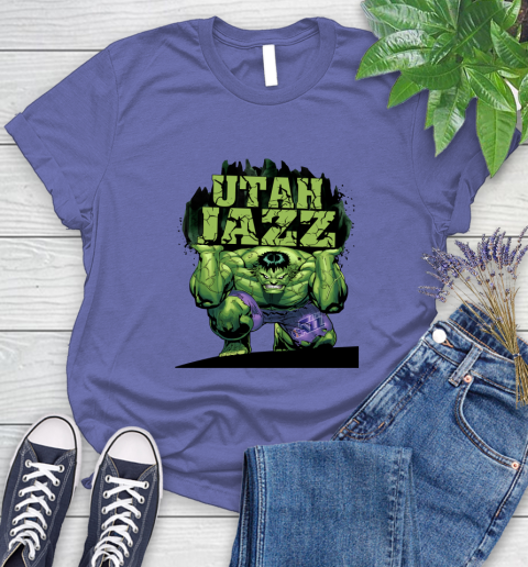 Utah Jazz NBA Basketball Incredible Hulk Marvel Avengers Sports Women's T-Shirt 11