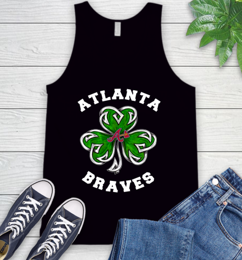 MLB Atlanta Braves Three Leaf Clover St Patrick's Day Baseball Sports Tank Top