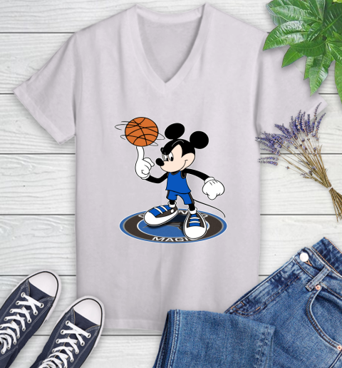 NBA Basketball Orlando Magic Cheerful Mickey Disney Shirt Women's V-Neck T-Shirt 2