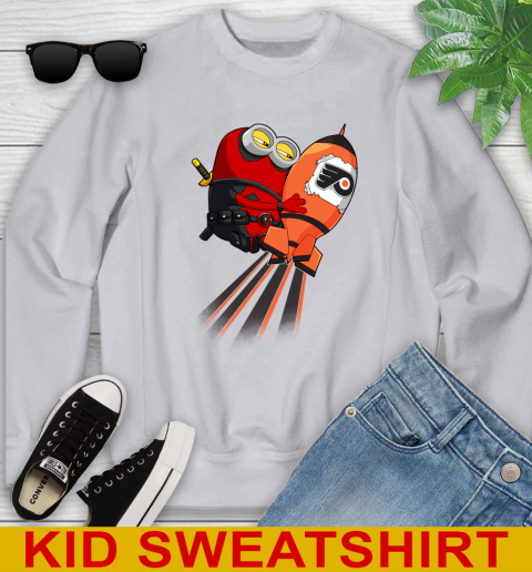 NHL Hockey Philadelphia Flyers Deadpool Minion Marvel Shirt Youth Sweatshirt 3