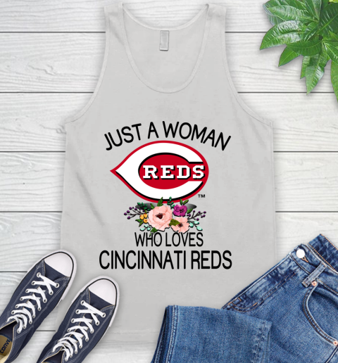 MLB Just A Woman Who Loves Cincinnati Reds Baseball Sports Tank Top
