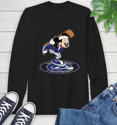 NHL Hockey Tampa Bay Lightning Cheerful Mickey Disney Shirt Long Sleeve T-Shirt