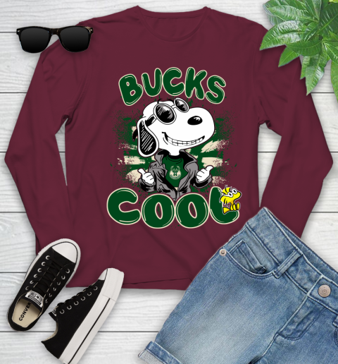 NBA Basketball Milwaukee Bucks Cool Snoopy Shirt Youth Long Sleeve 5