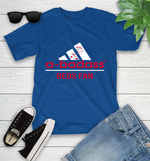 MLB A Badass Cincinnati Reds Fan Adidas Baseball Sports Youth T-Shirt 12