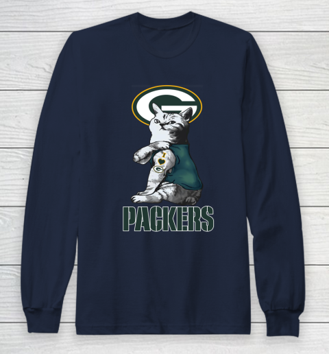 NFL Football My Cat Loves Green Bay Packers Long Sleeve T-Shirt 2