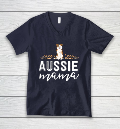 Dog Mom Shirt Aussie Mama Dog Mom Shirt For Women Australian Shepherd V-Neck T-Shirt 2