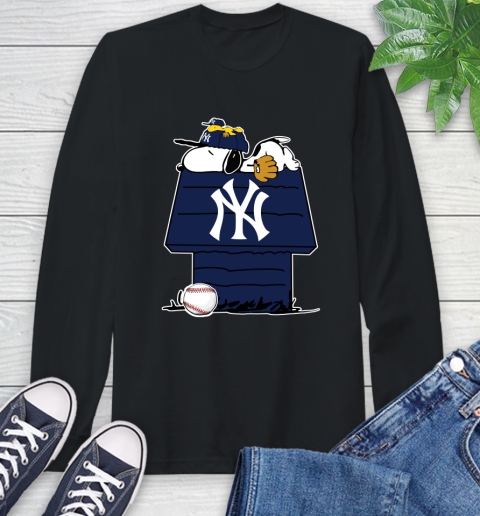 MLB New York Yankees Snoopy Woodstock The Peanuts Movie Baseball T Shirt Long Sleeve T-Shirt 2