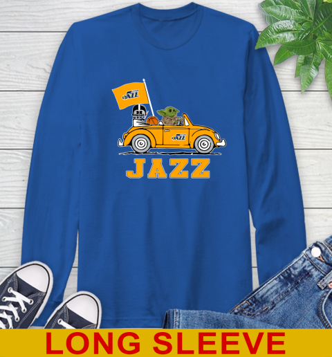NBA Basketball Utah Jazz Darth Vader Baby Yoda Driving Star Wars Shirt Long Sleeve T-Shirt 9