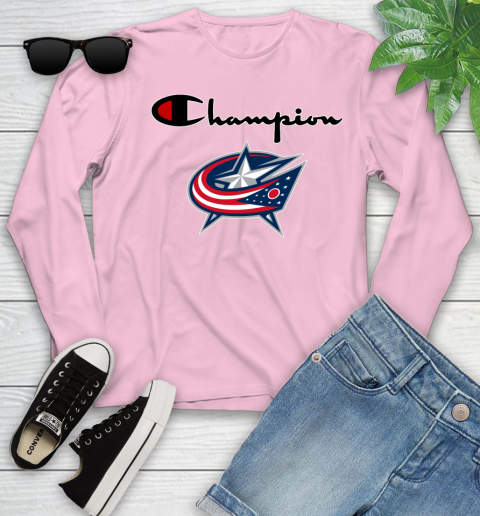 NHL Hockey Columbus Blue Jackets Champion Shirt Youth Long Sleeve 8