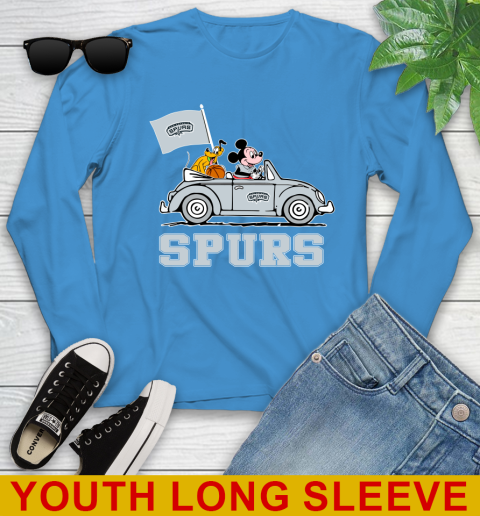 NBA Basketball San Antonio Spurs Pluto Mickey Driving Disney Shirt Youth Long Sleeve 8