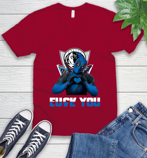 NBA Dallas Mavericks Deadpool Love You Fuck You Basketball Sports V-Neck T-Shirt 7