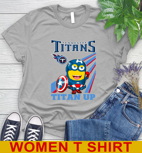 NFL Football Tennessee Titans Captain America Marvel Avengers Minion Titan Up Shirt Women's T-Shirt 5