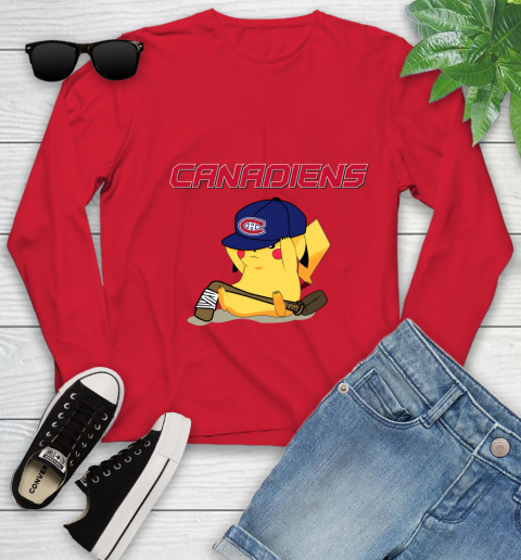 NHL Pikachu Hockey Sports Montreal Canadiens Youth Long Sleeve 11